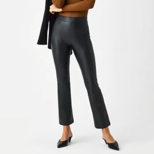 Spanx Faux Leather Pull On Cropped Kick Flare Pant - Black L
